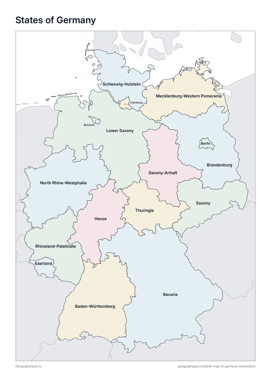 Preview of the printable states of germany worksheet