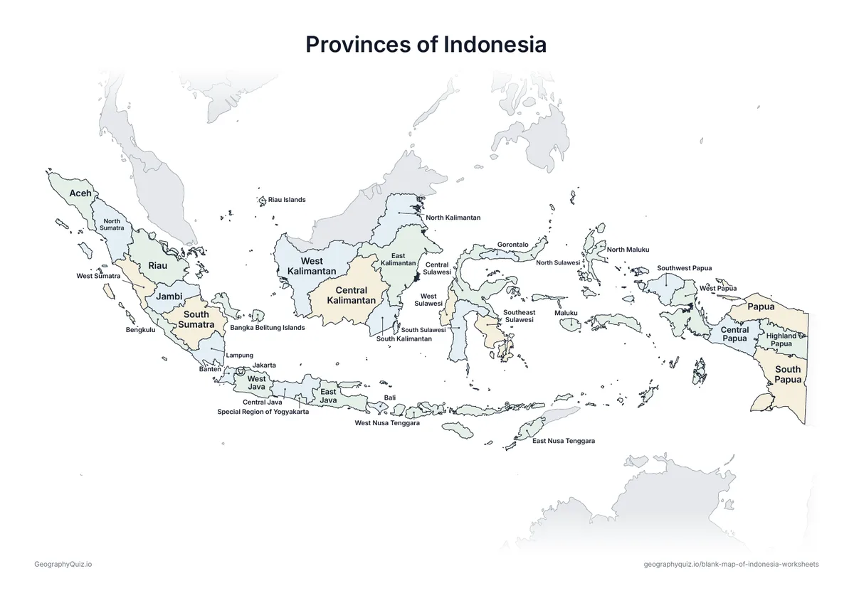 Preview of the printable provinces of indonesia worksheet