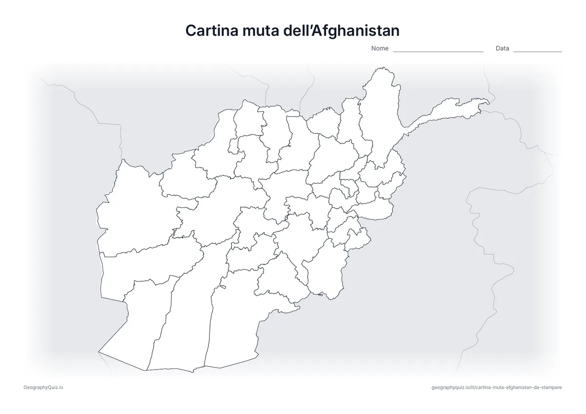 Anteprima della scheda: cartina muta – Afghanistan