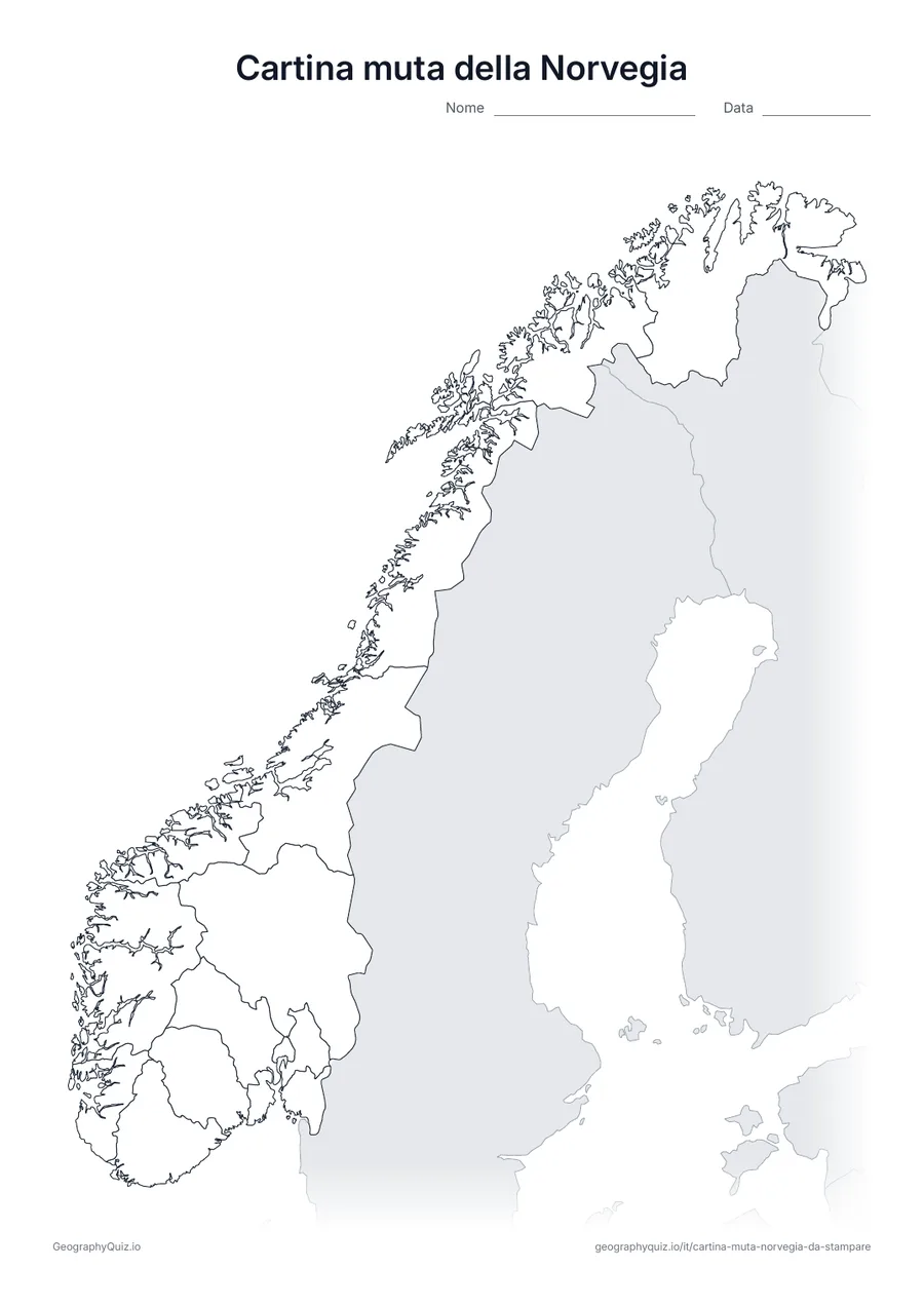 Anteprima della scheda: cartina muta – Norvegia