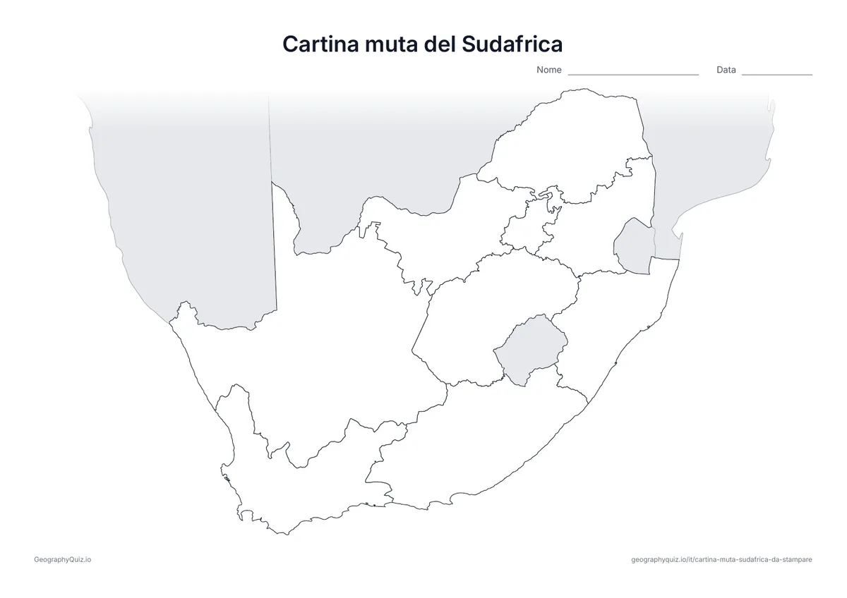 Anteprima della scheda: cartina muta – Sudafrica