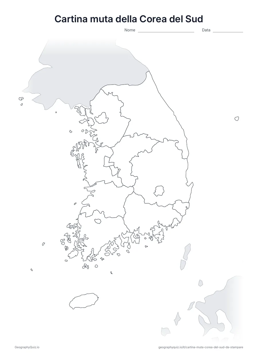 Anteprima della scheda: cartina muta – Corea del Sud