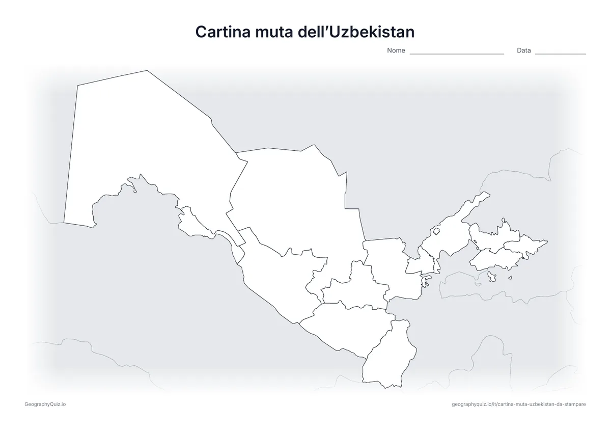 Anteprima della scheda: cartina muta – Uzbekistan