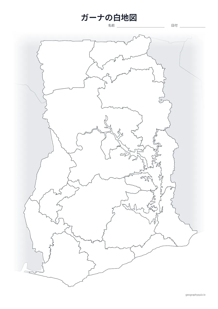 ガーナの白地図プリントの見本