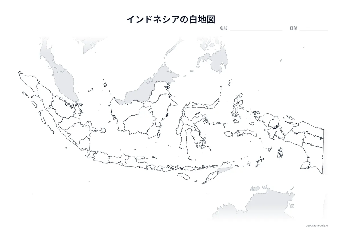 インドネシアの白地図プリントの見本