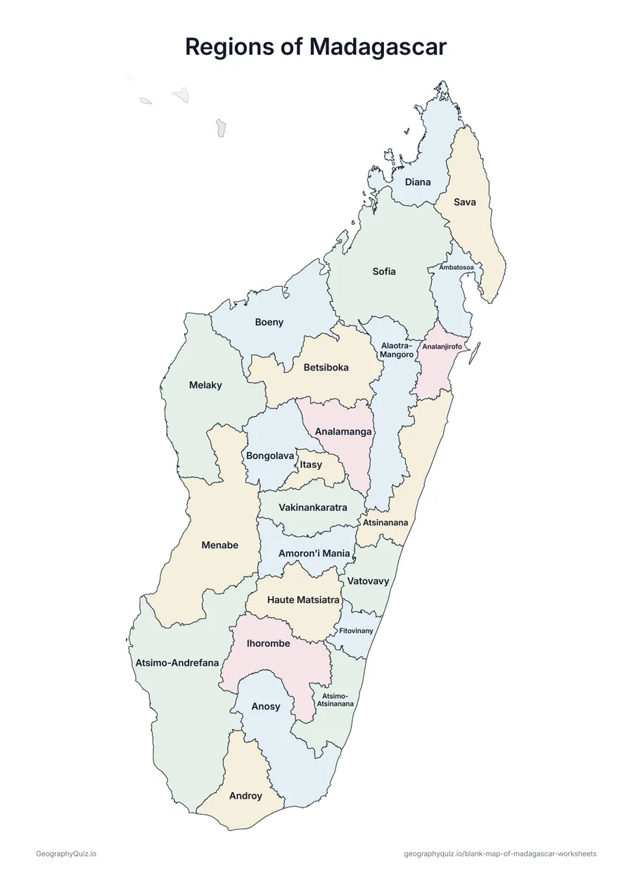 Preview of the printable regions of madagascar worksheet