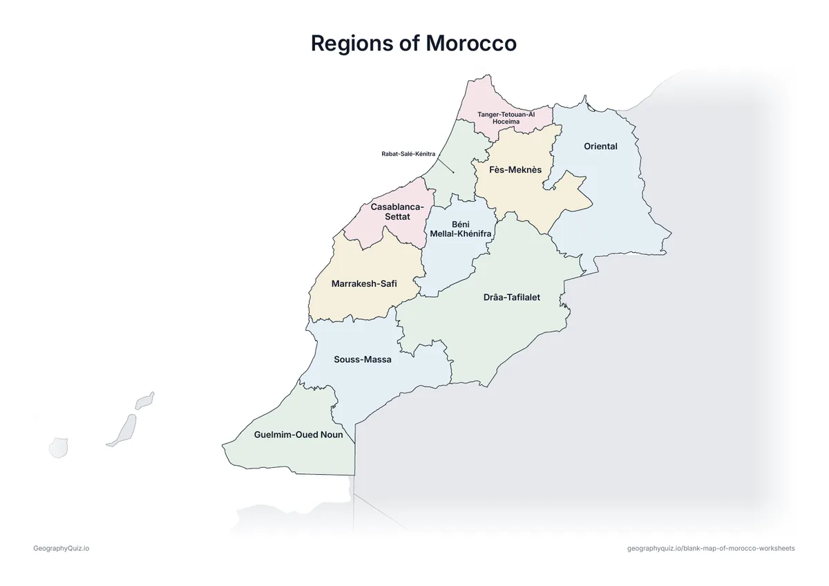 Preview of the printable regions of morocco worksheet