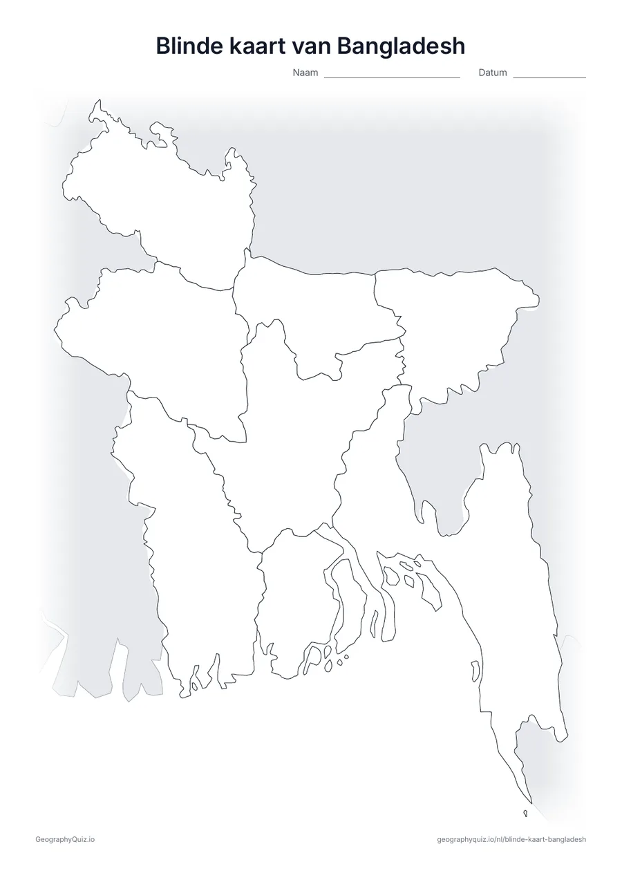 Voorbeeld van het werkblad: blinde kaart – Bangladesh