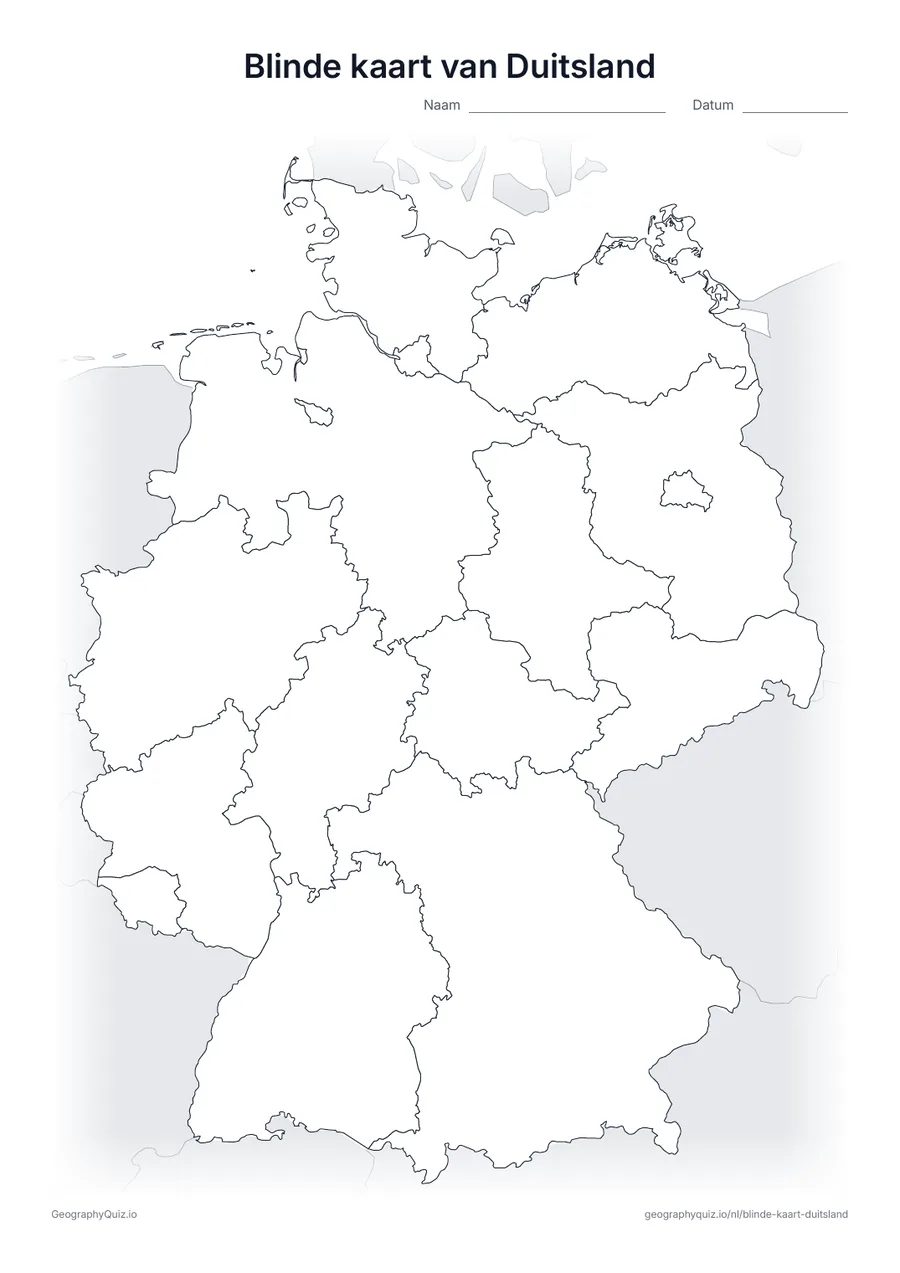 Voorbeeld van het werkblad: blinde kaart – Duitsland