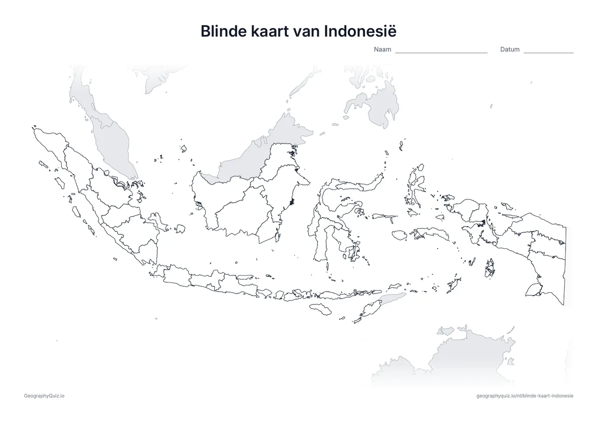 Voorbeeld van het werkblad: blinde kaart – Indonesië