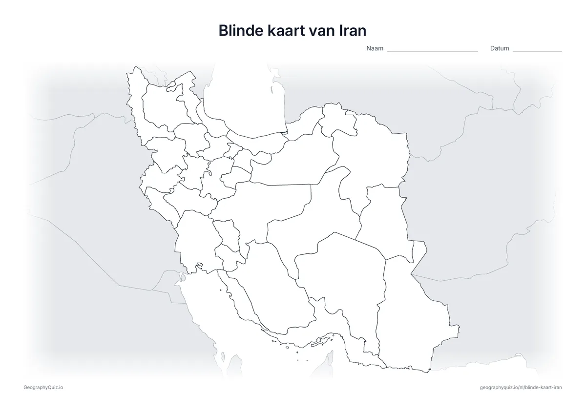 Voorbeeld van het werkblad: blinde kaart – Iran