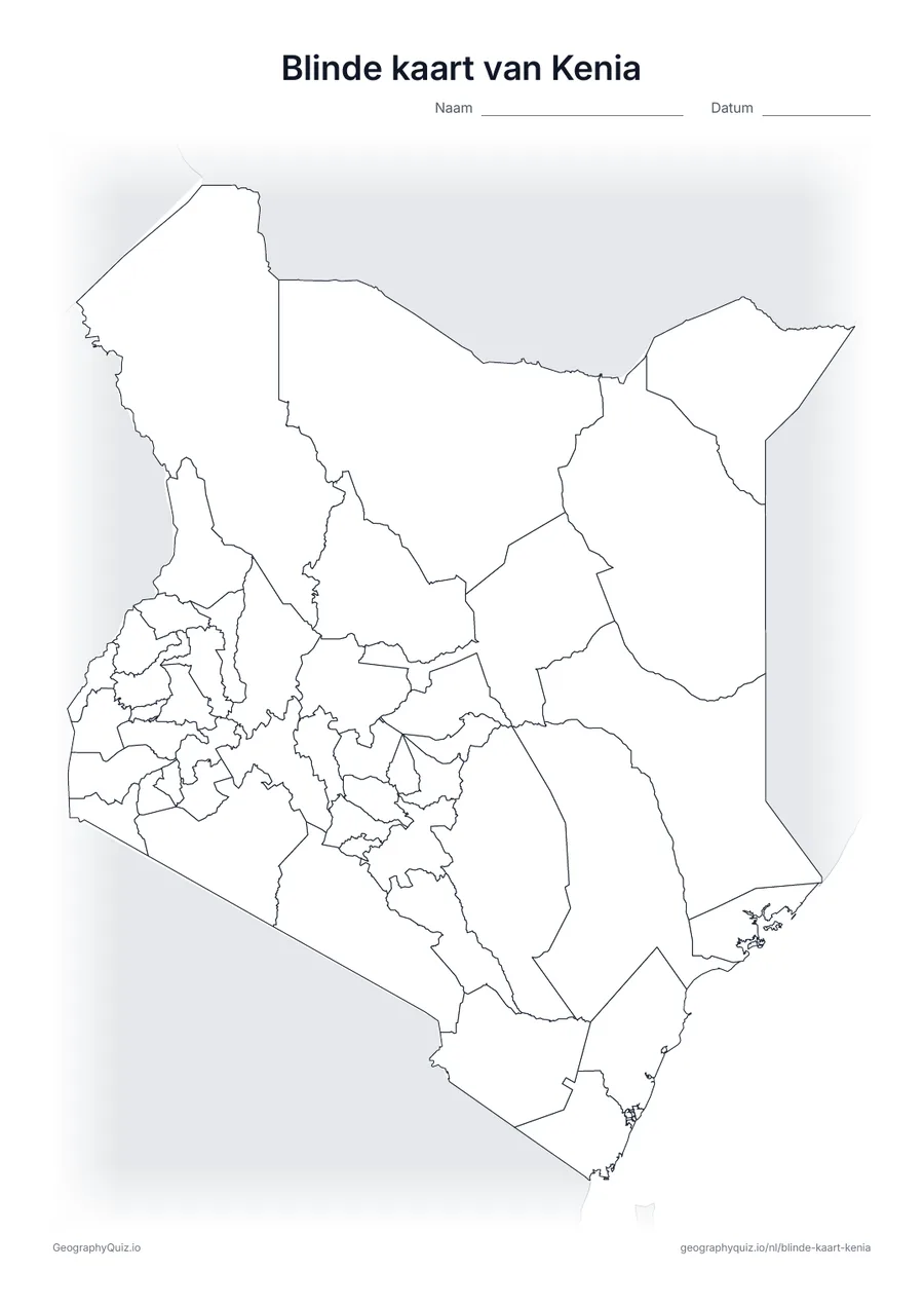 Voorbeeld van het werkblad: blinde kaart – Kenia