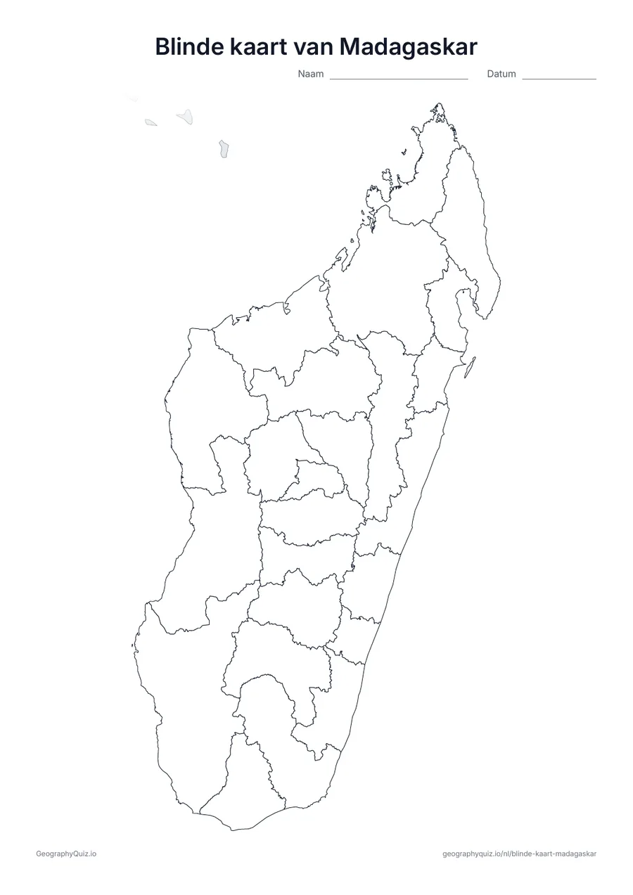 Voorbeeld van het werkblad: blinde kaart – Madagaskar