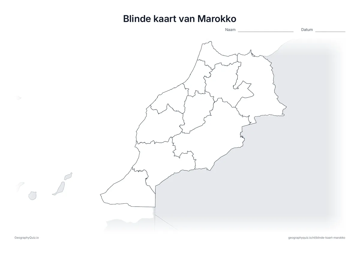 Voorbeeld van het werkblad: blinde kaart – Marokko