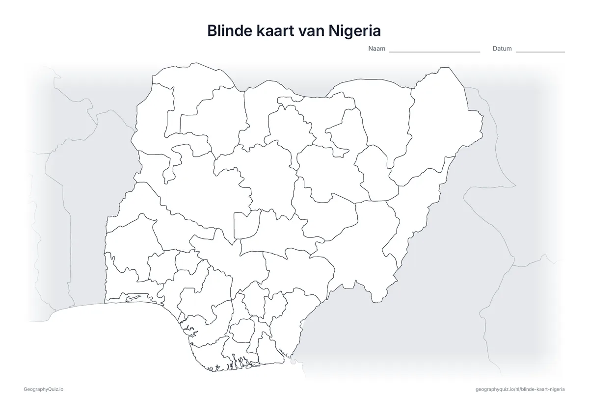 Voorbeeld van het werkblad: blinde kaart – Nigeria