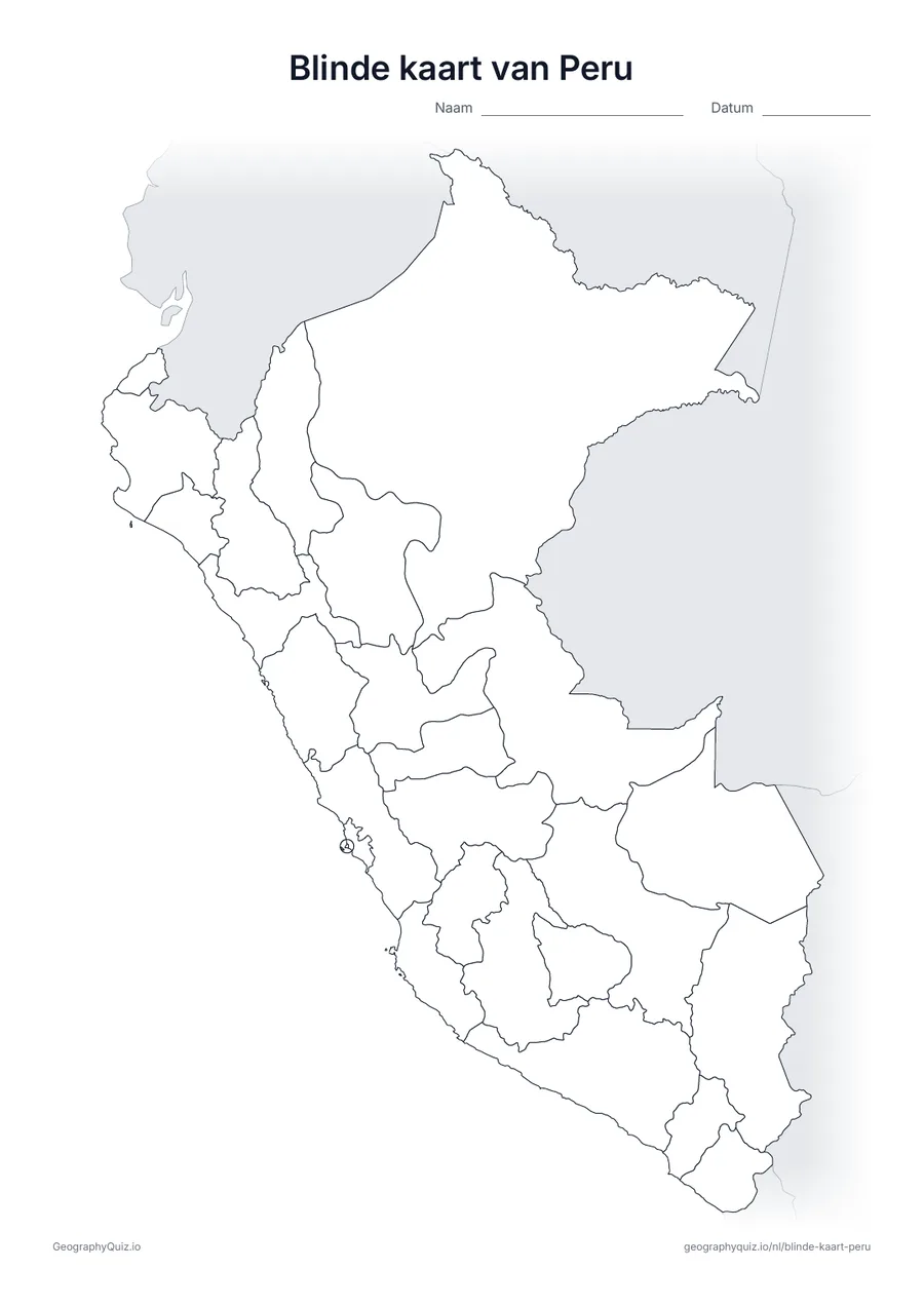 Voorbeeld van het werkblad: blinde kaart – Peru