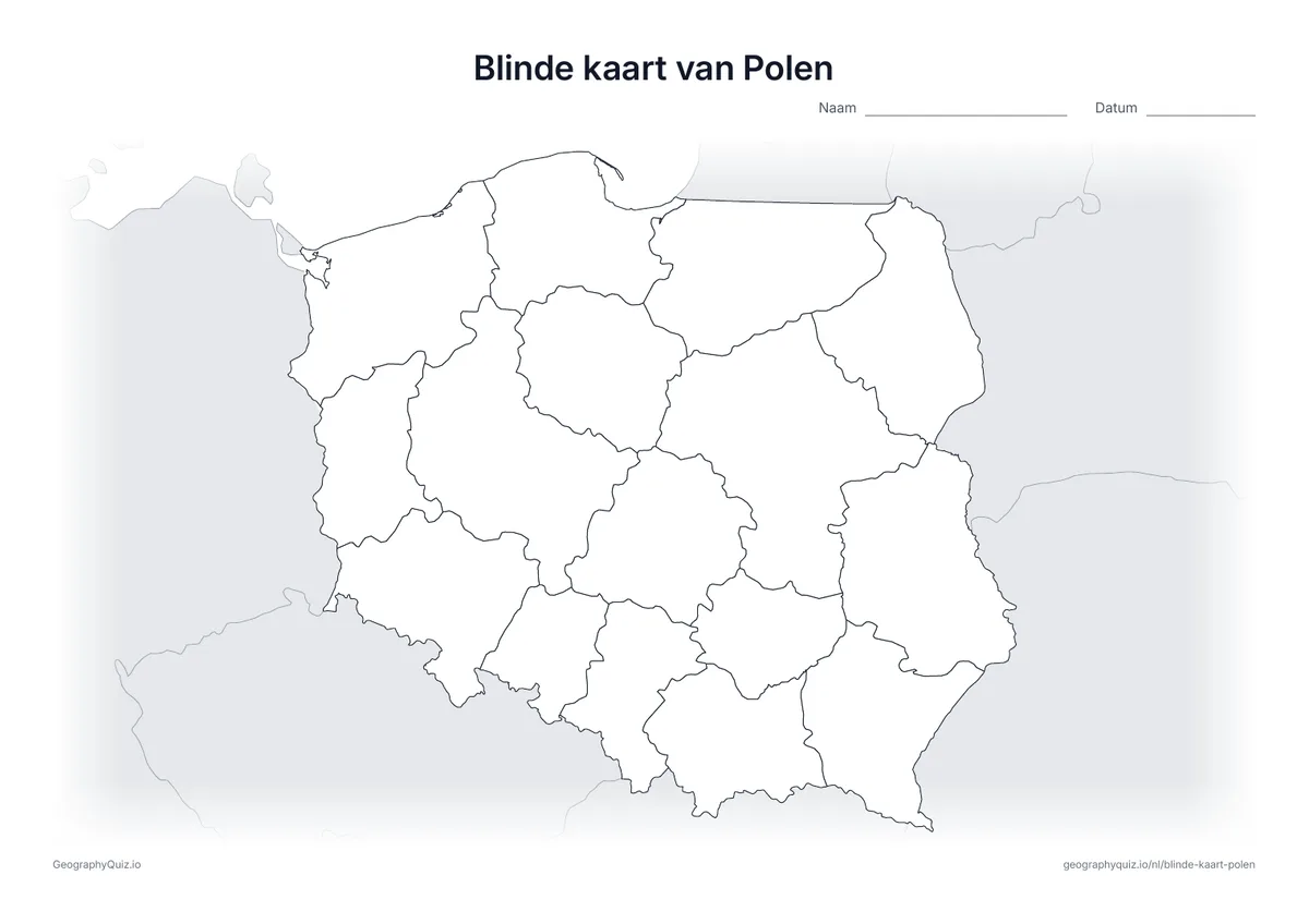 Voorbeeld van het werkblad: blinde kaart – Polen