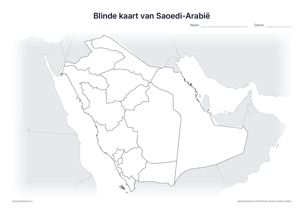 Voorbeeld van het werkblad: blinde kaart – Saoedi-Arabië