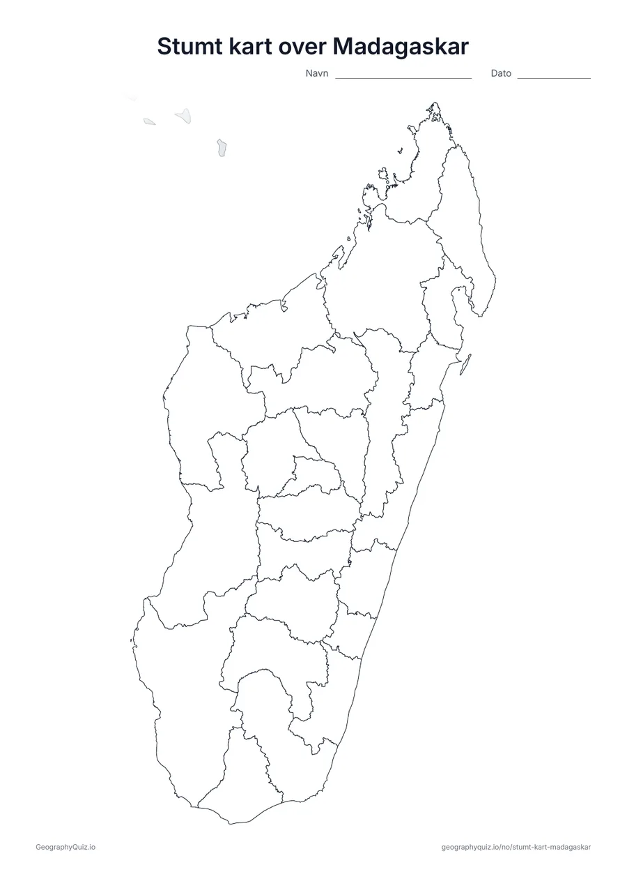 Forhåndsvisning av arbeidsarket: stumt kart – Madagaskar