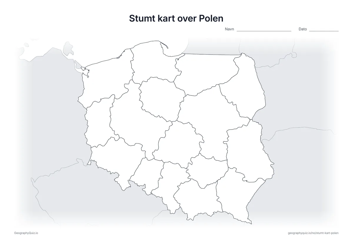 Forhåndsvisning av arbeidsarket: stumt kart – Polen