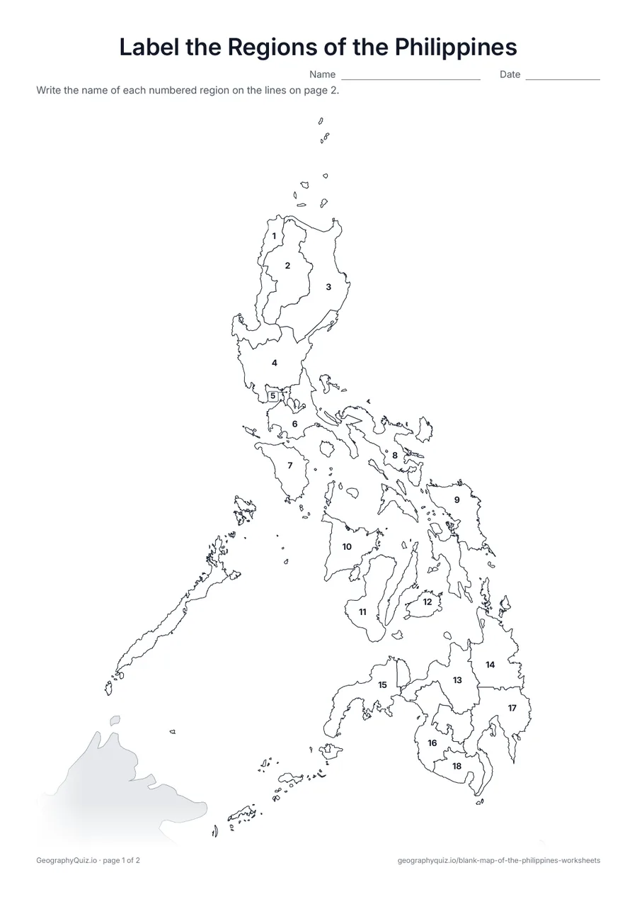 Preview of the printable label the regions of the philippines worksheet
