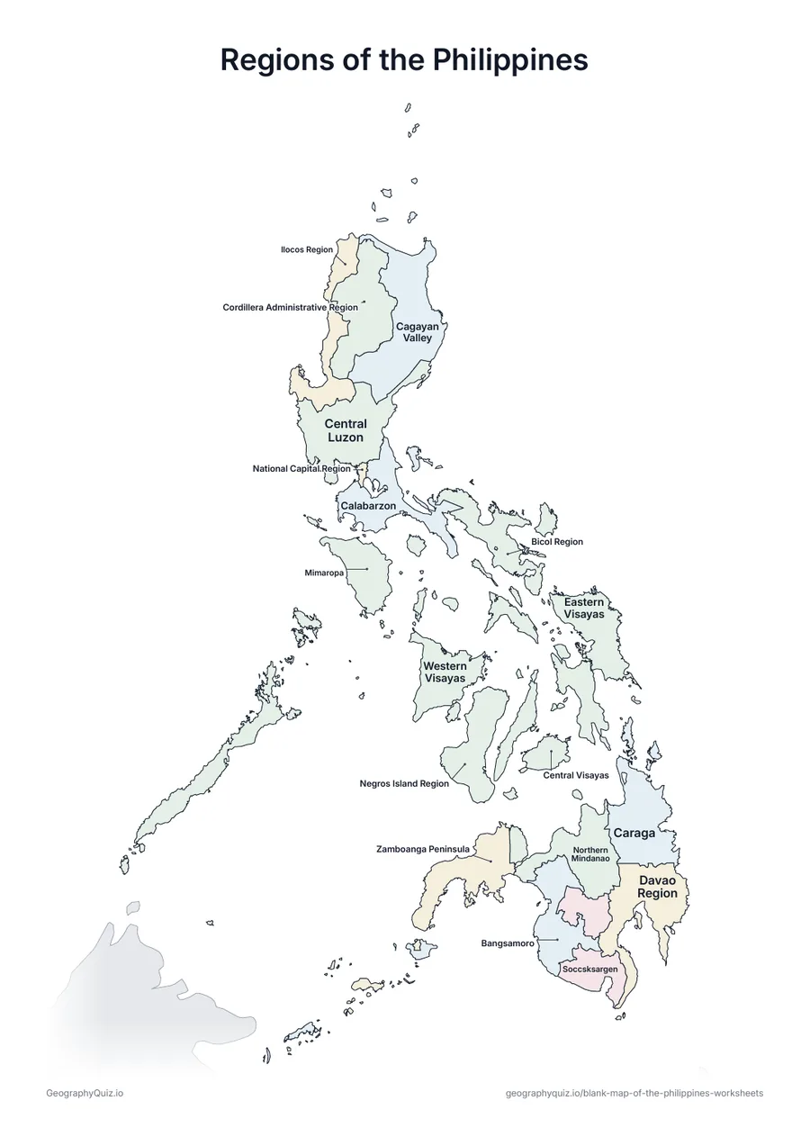 Preview of the printable regions of the philippines worksheet