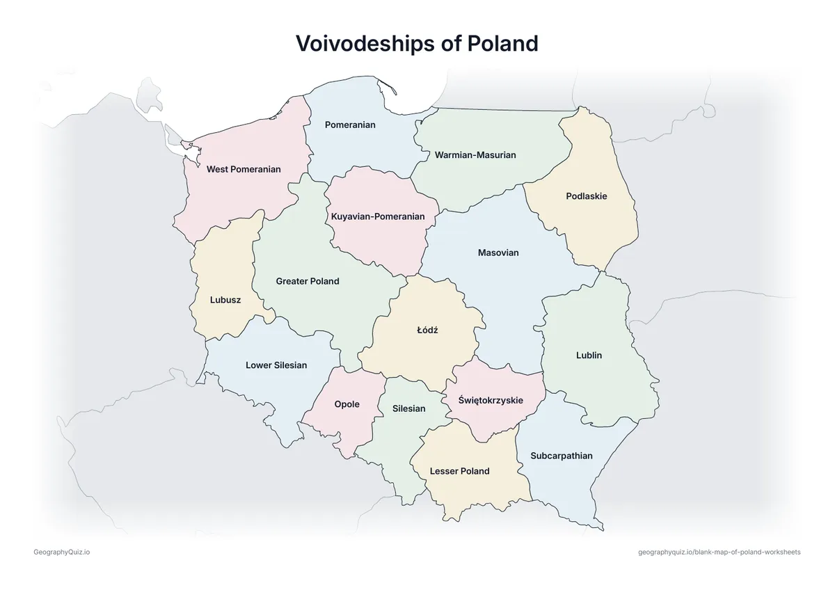 Preview of the printable voivodeships of poland worksheet
