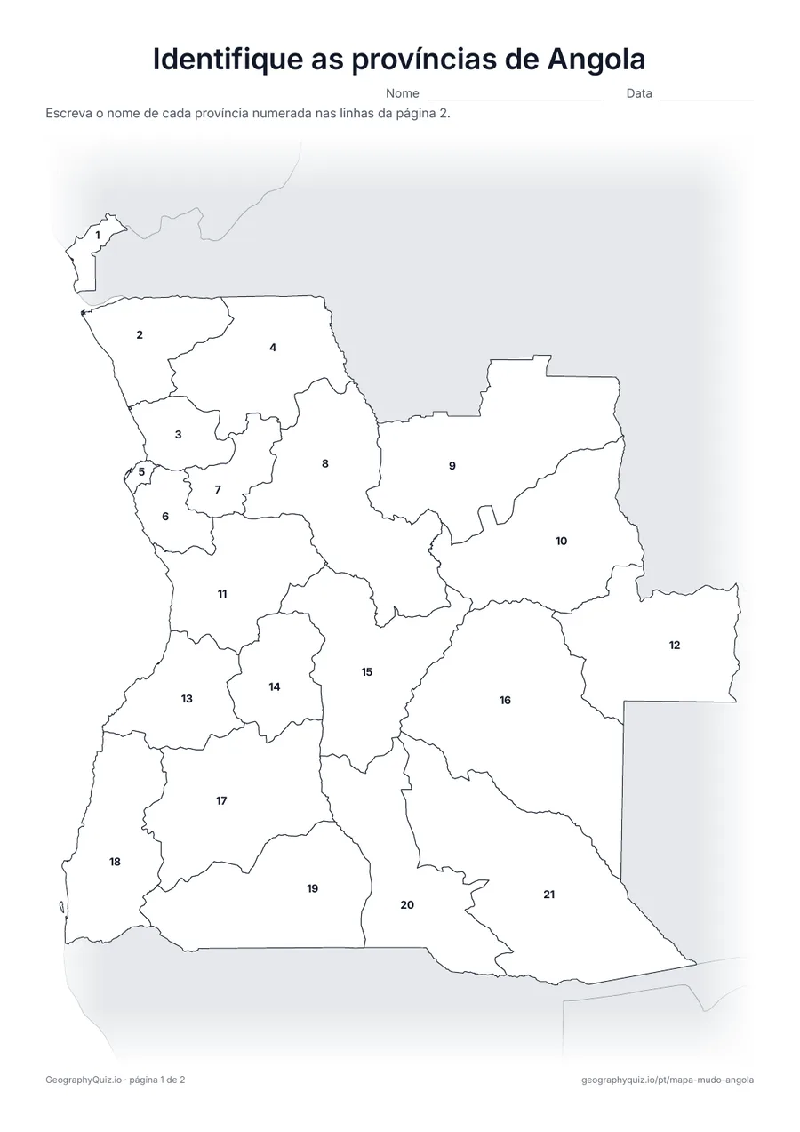 Prévia da atividade para imprimir: Identifique as províncias de Angola