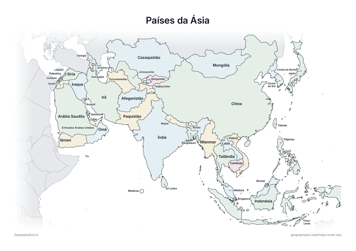 Prévia da atividade para imprimir: Países da Ásia