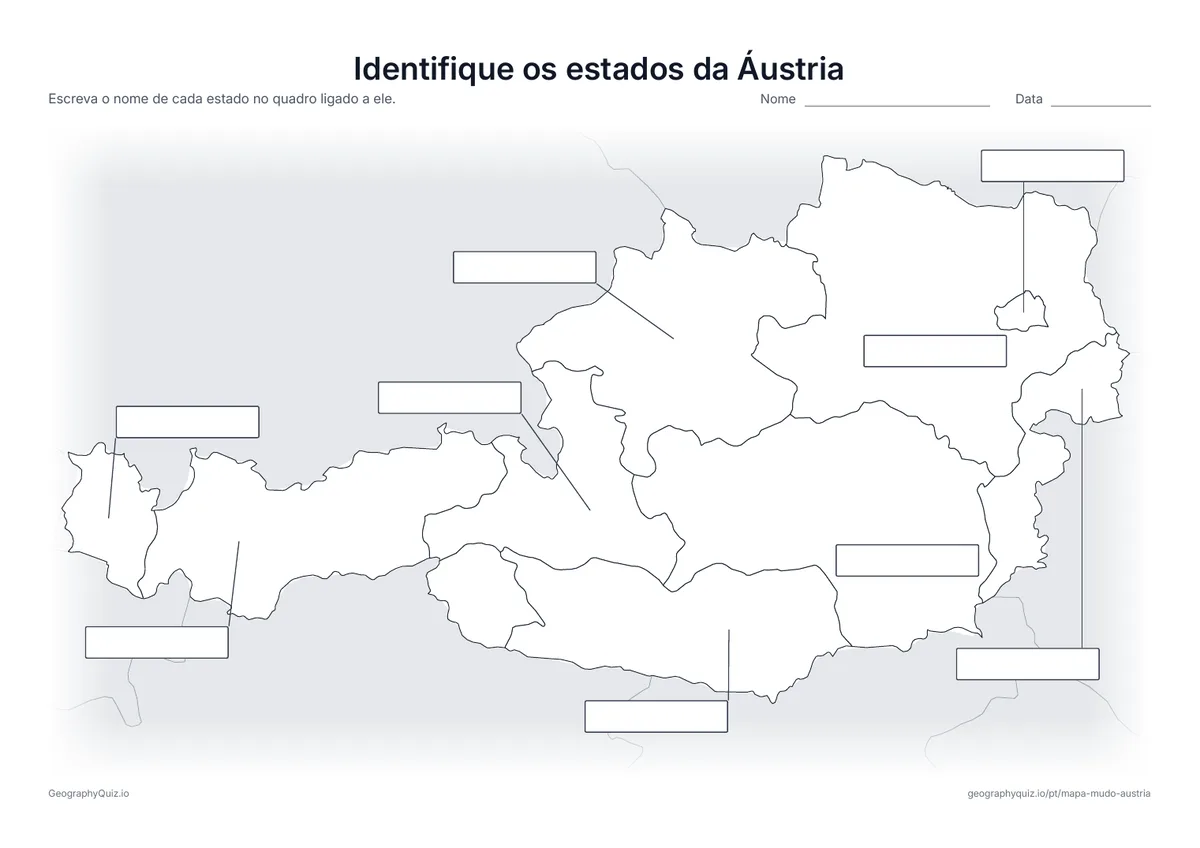 Prévia da atividade para imprimir: Identifique os estados da Áustria
