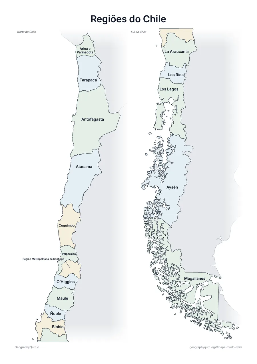 Prévia da atividade para imprimir: Regiões do Chile