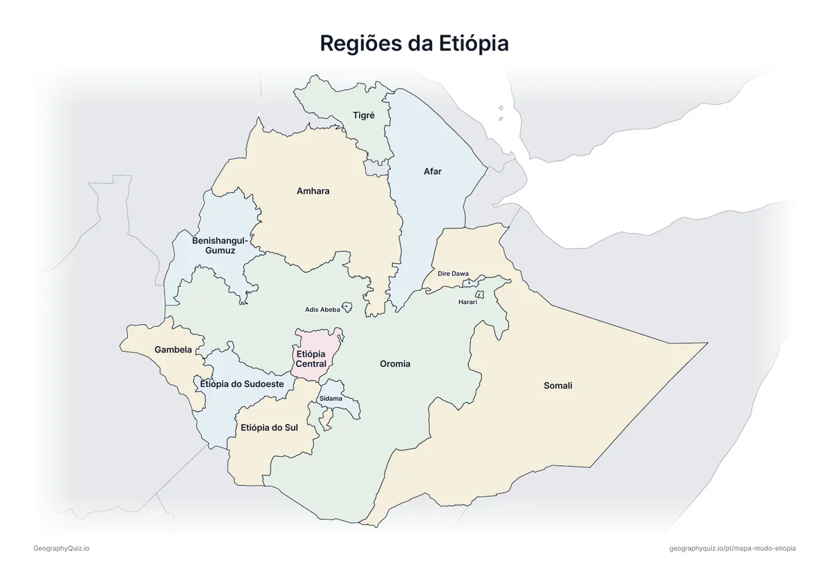 Prévia da atividade para imprimir: Regiões da Etiópia