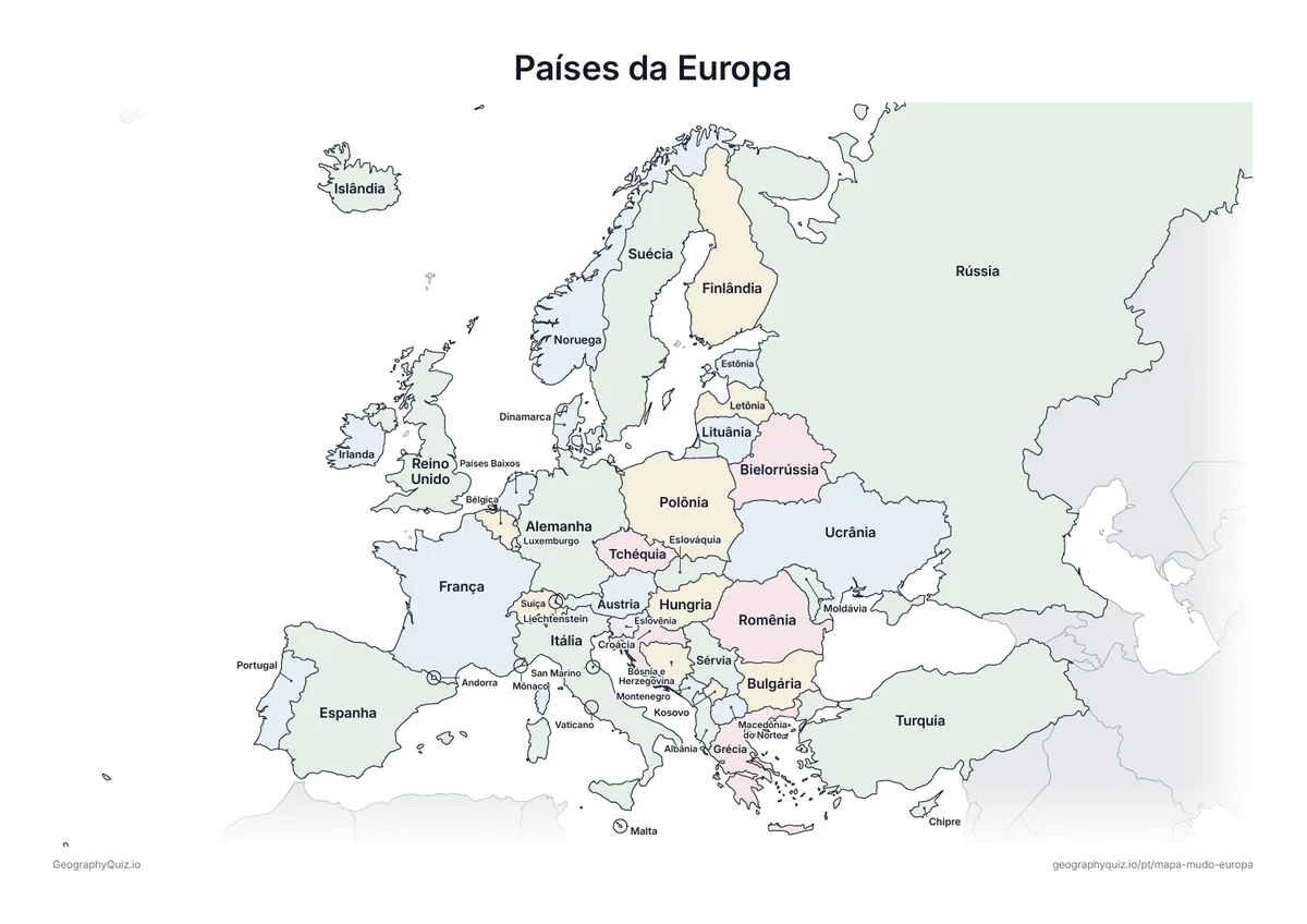 Prévia da atividade para imprimir: Países da Europa