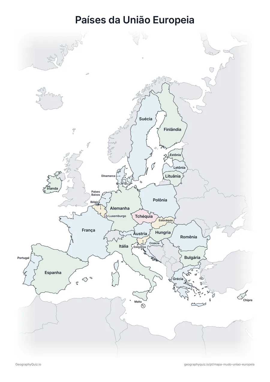 Prévia da atividade para imprimir: Países da União Europeia