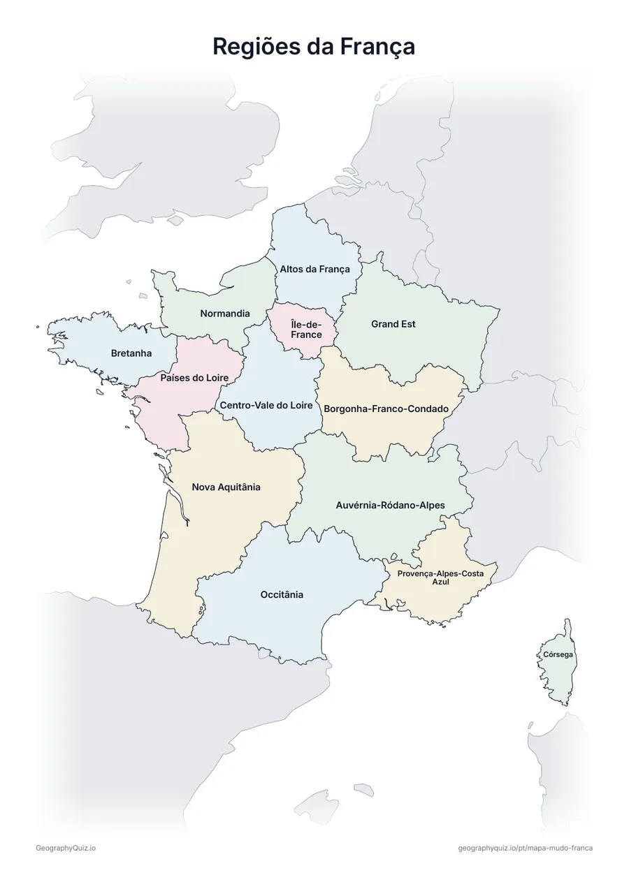 Prévia da atividade para imprimir: Regiões da França