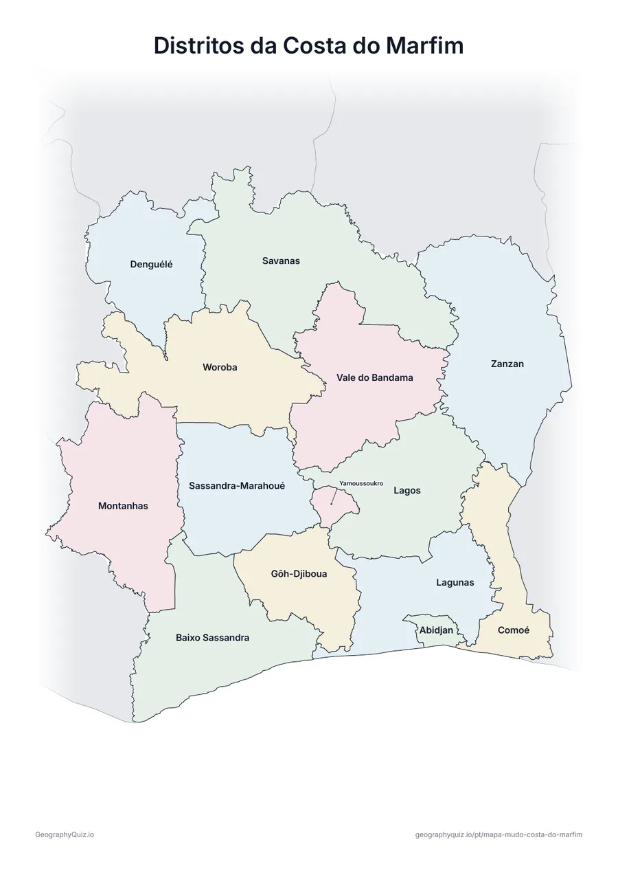Prévia da atividade para imprimir: Distritos da Costa do Marfim