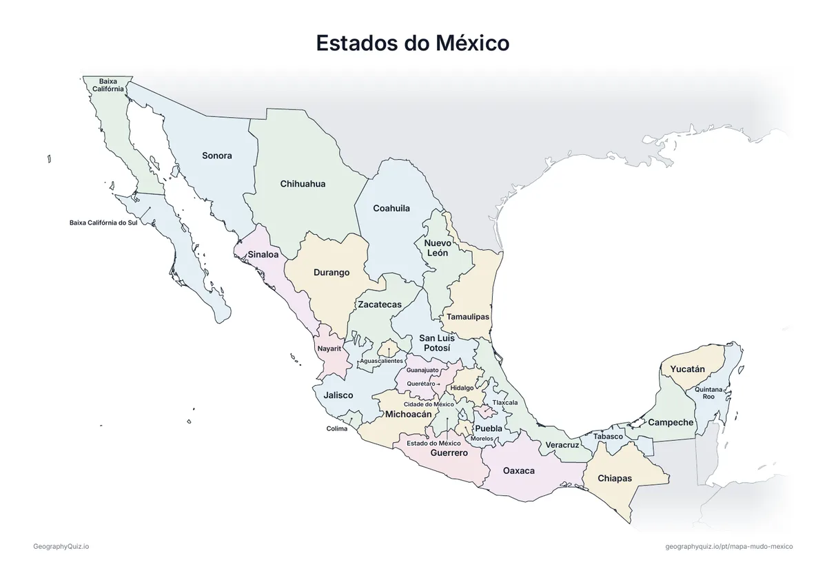Prévia da atividade para imprimir: Estados do México