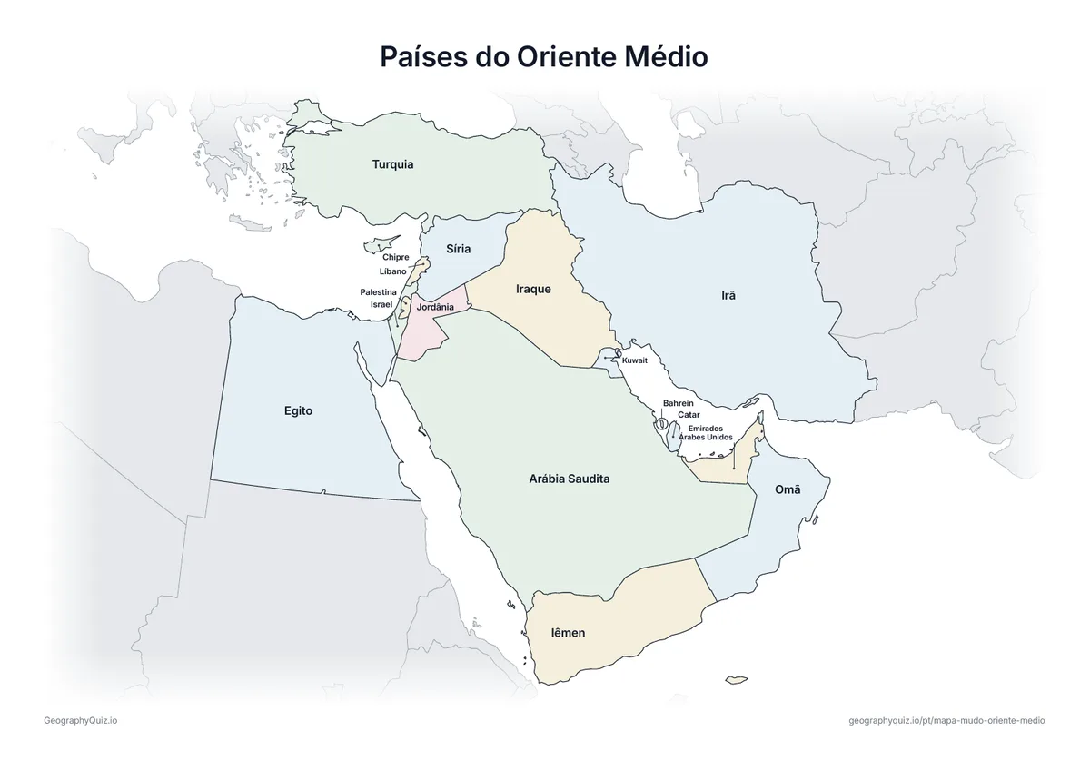 Prévia da atividade para imprimir: Países do Oriente Médio
