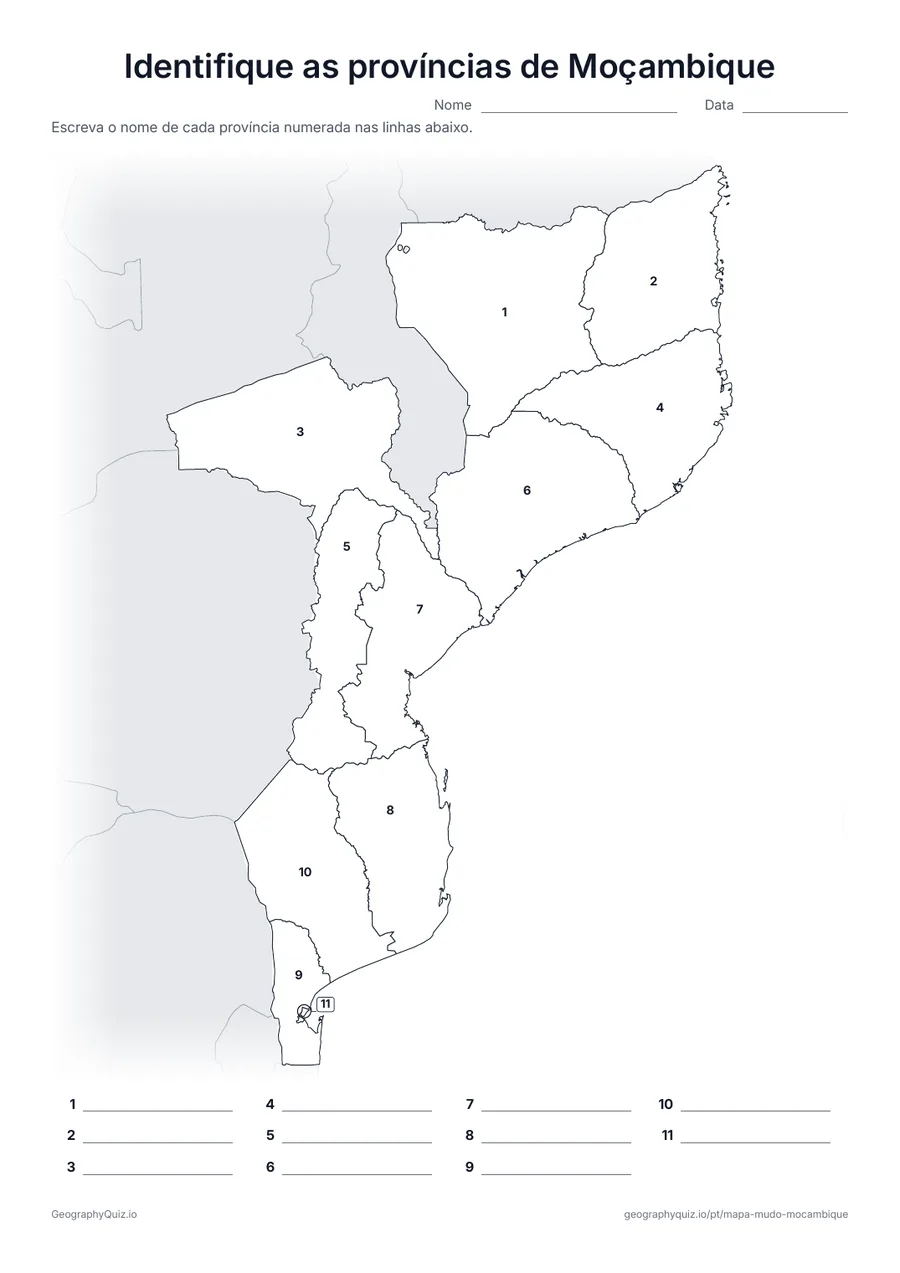 Prévia da atividade para imprimir: Identifique as províncias de Moçambique