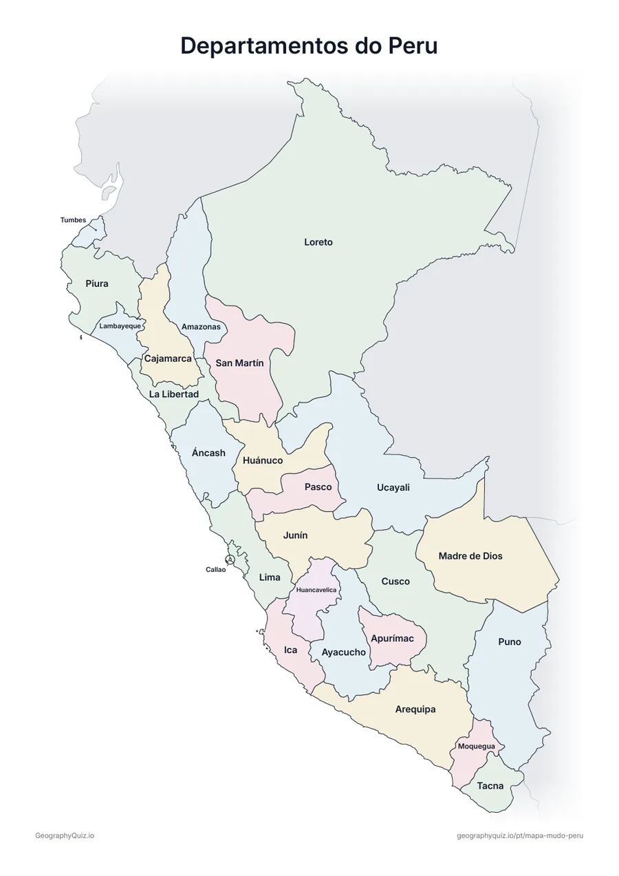 Prévia da atividade para imprimir: Departamentos do Peru