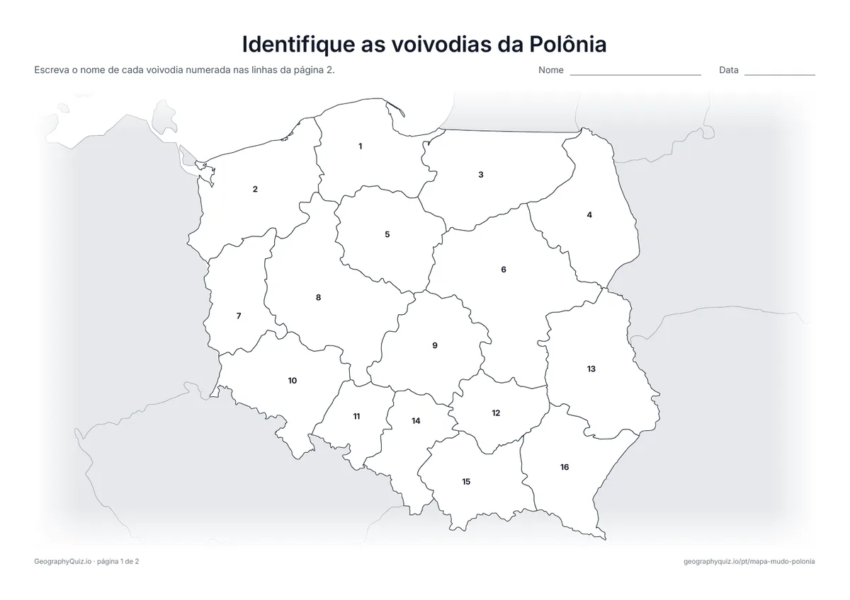 Prévia da atividade para imprimir: Identifique as voivodias da Polônia
