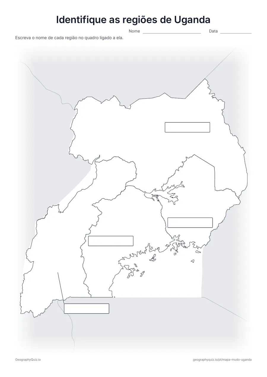 Prévia da atividade para imprimir: Identifique as regiões de Uganda