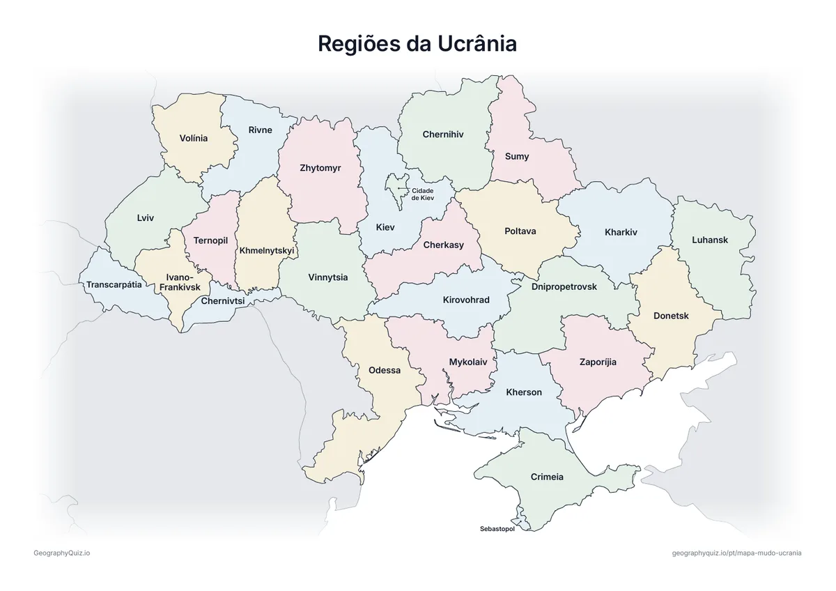 Prévia da atividade para imprimir: Regiões da Ucrânia