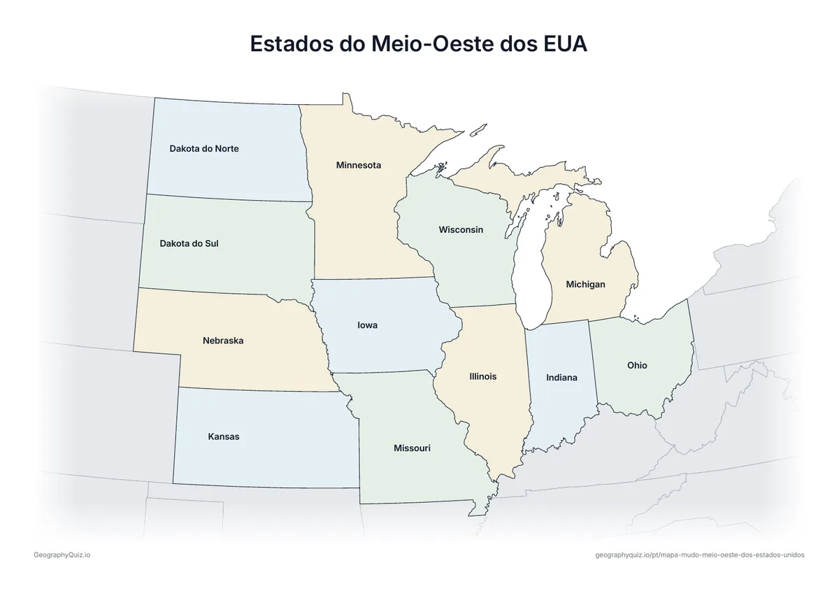 Prévia da atividade para imprimir: Estados do Meio-Oeste dos EUA