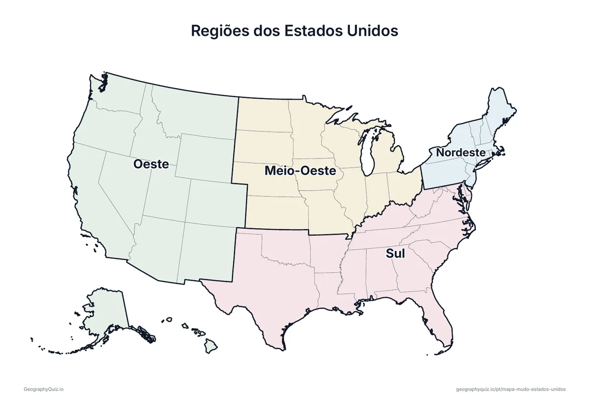 Prévia da atividade para imprimir: Regiões dos Estados Unidos