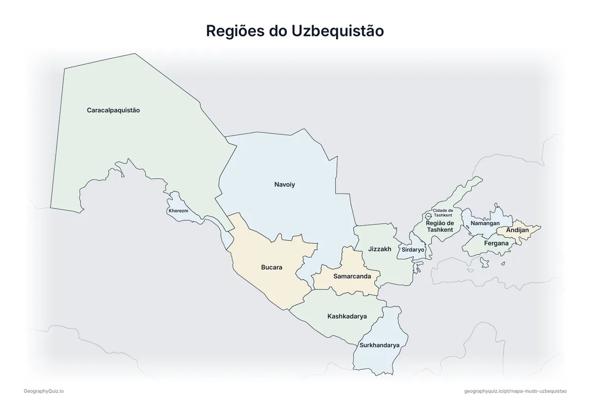 Prévia da atividade para imprimir: Regiões do Uzbequistão