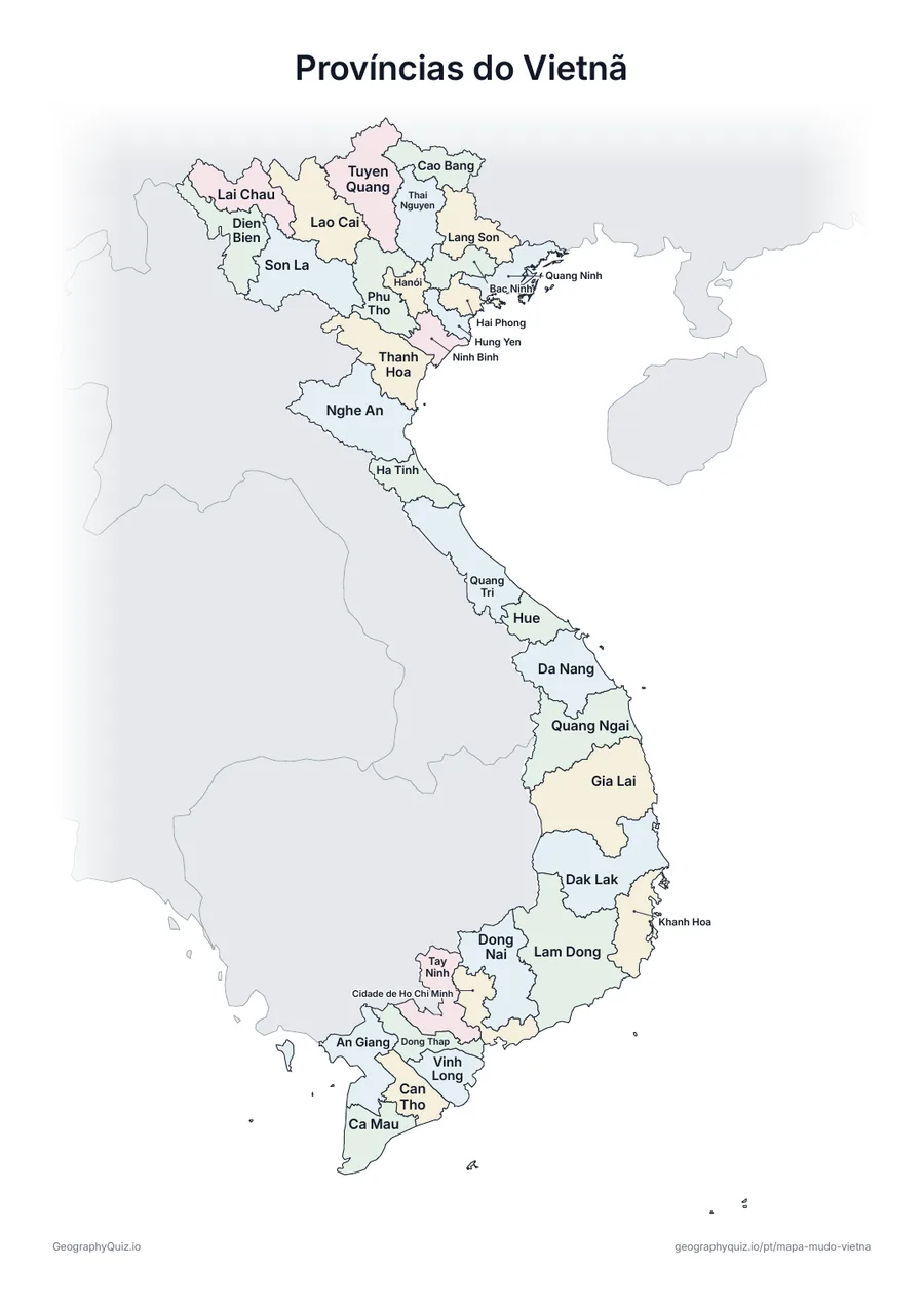 Prévia da atividade para imprimir: Províncias do Vietnã