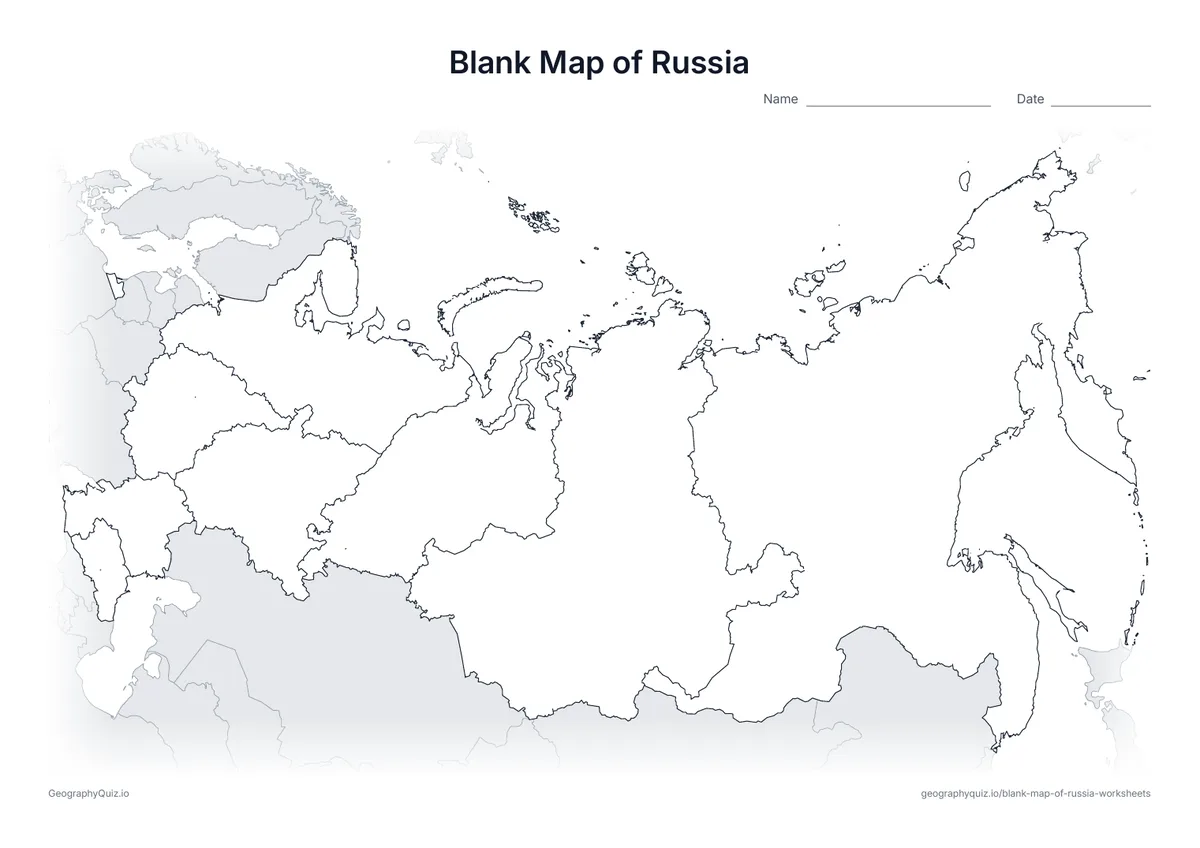 Printable Russian Worksheets.pdf Blank Map of Russia – Free Printable PDF Worksheets | GeographyQuiz.io