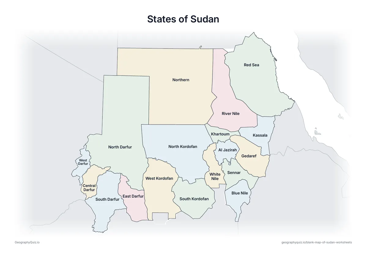 Preview of the printable states of sudan worksheet