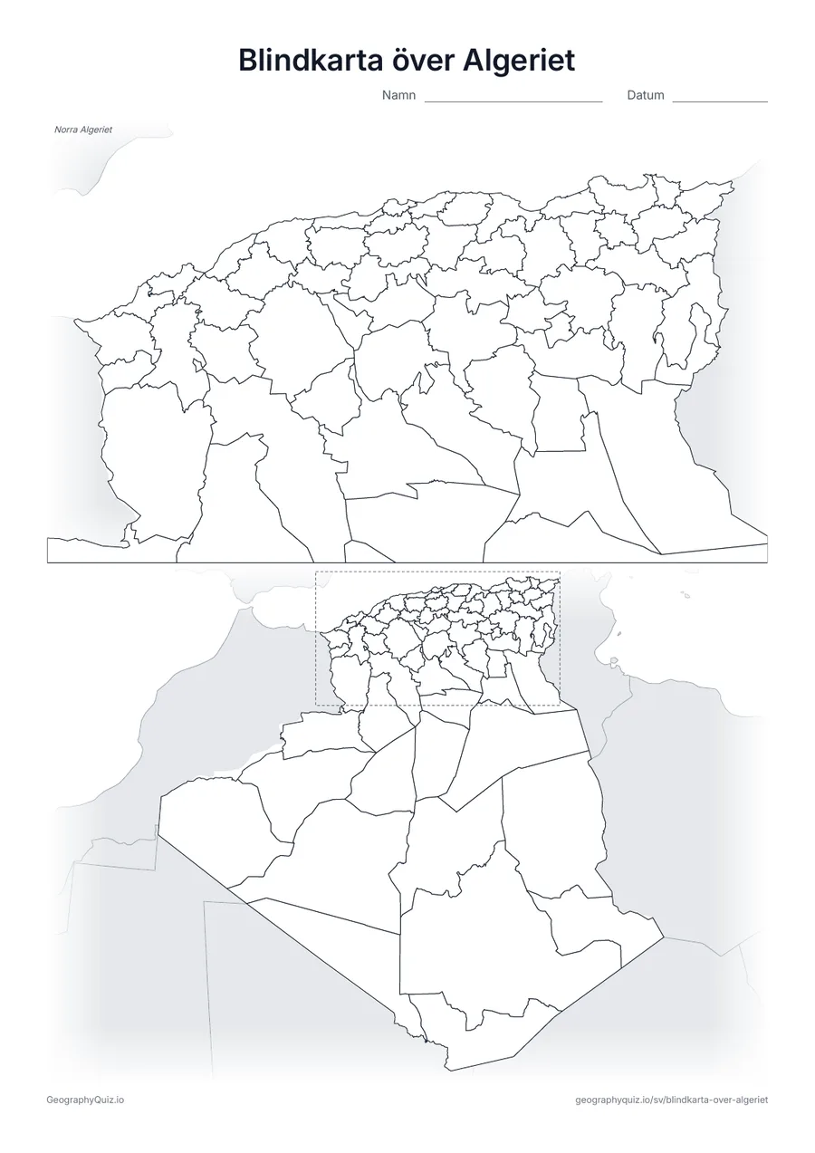 Förhandsvisning av arbetsbladet: blindkarta – Algeriet